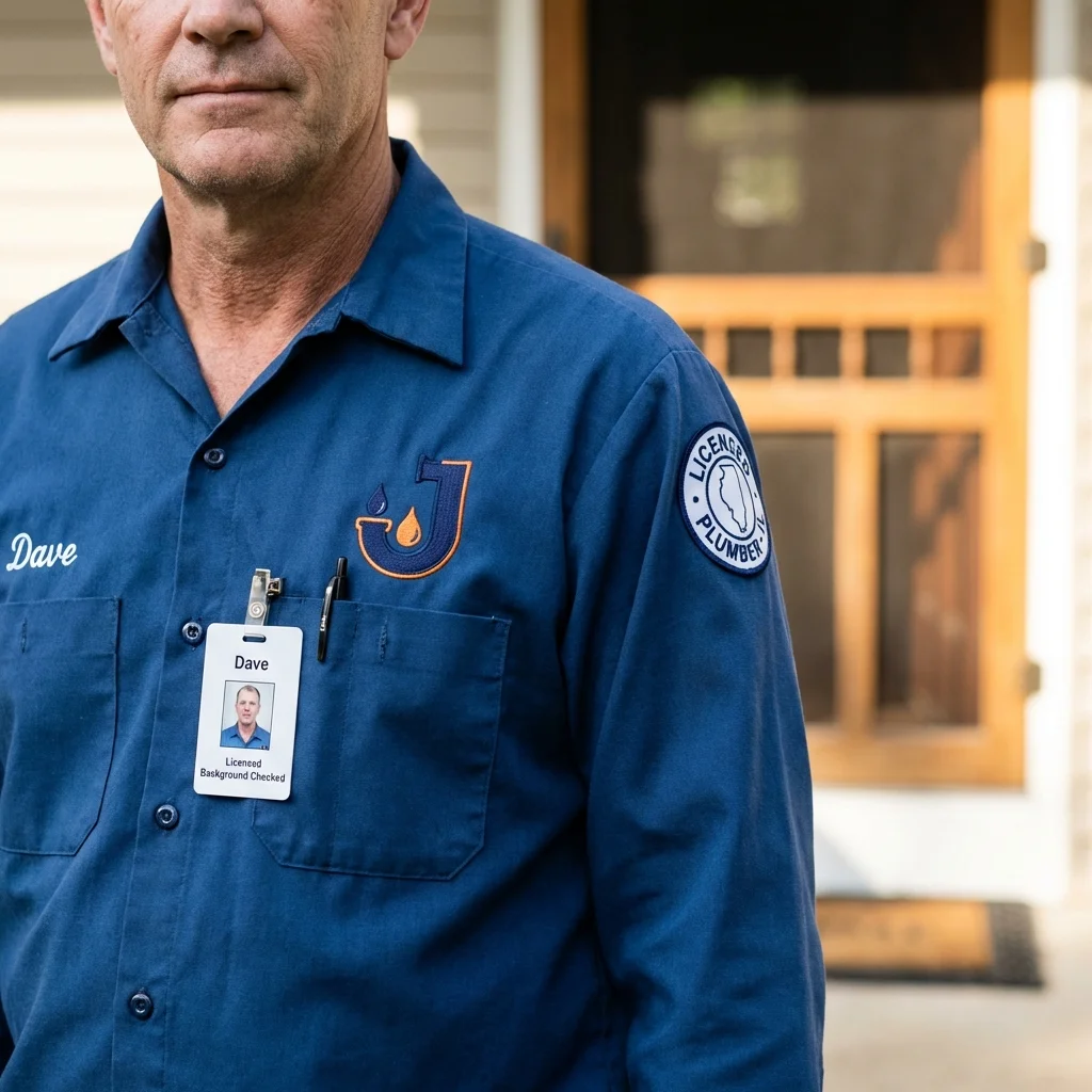 Licensed plumber showing ID badge in Eden Valley, MN