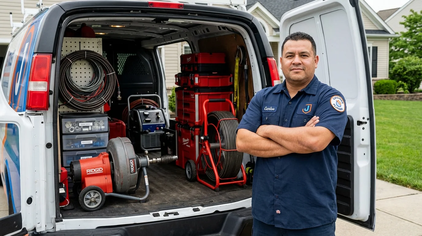 Professional drain cleaning equipment and Johns Plumbing LLC plumber in Eden Valley