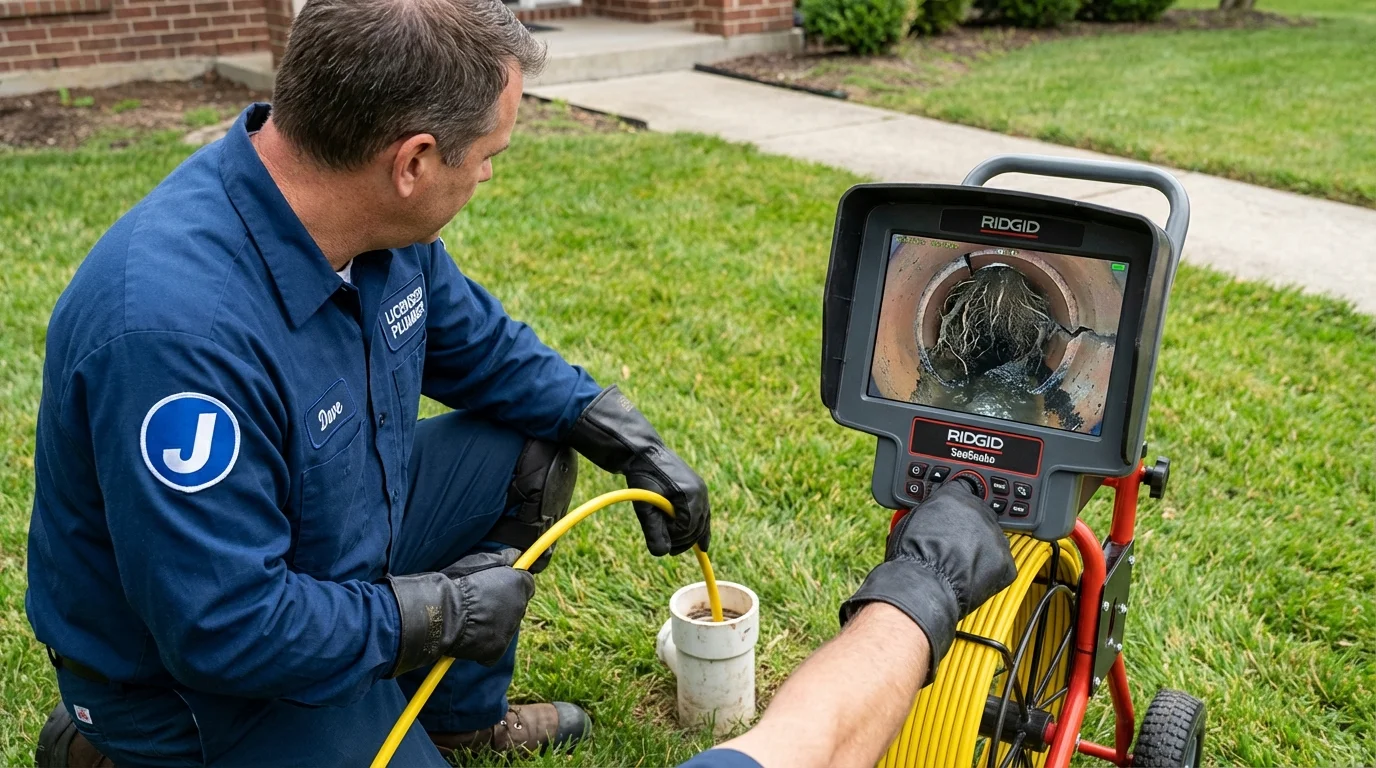 Sewer camera inspection being performed by Johns Plumbing LLC in Eden Valley